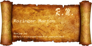 Rozinger Martos névjegykártya